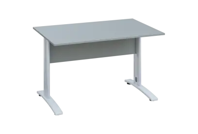 EPK 28 - 12 stůl kancelářský, kovová podnož bílá, deska 25 mm, široký 1200 mm, šedá